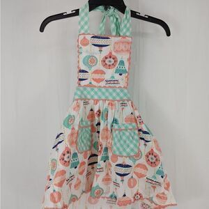 Nwt Serendipity Shrimp & Grits Ornament Christmas Halter Apron Dress Girls Size